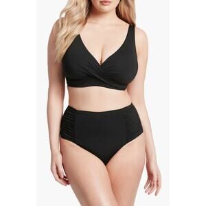 NWT Sea‎ Level Swim Gathered Side High Waist Bikini Bottom Black Size 8